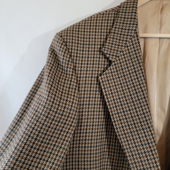 VTG Oscar De La Renta Men's Tan Houndstooth Sport Coat Sz 40R Beige Wool Office - Picture 5 of 12